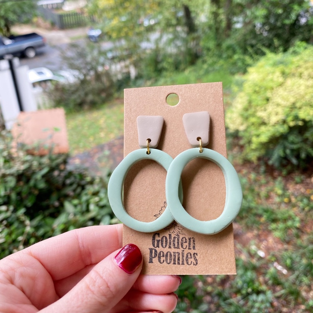 Jade Clay Statement hoop earrings